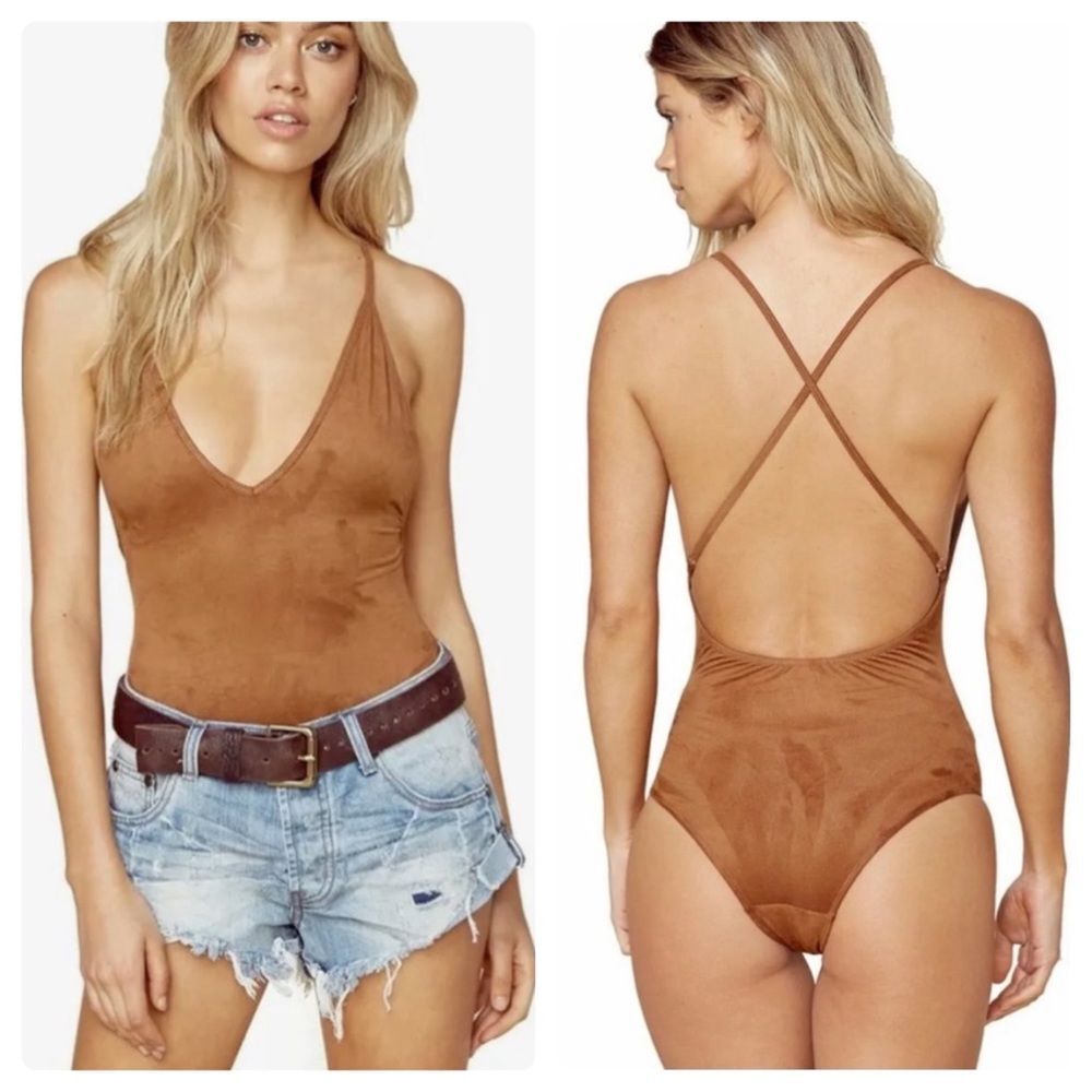 Blue Life Planet Sz L Faux Suede Bodysuit Blue Boogie Nights Bodysuit Coco Tan
